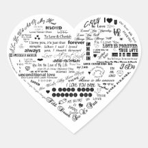 Words of Love Custom Heart Sticker