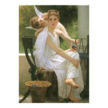 Work Interrupted by Bouguereau, Vintage Angel Art Custom Announcement