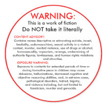 Work of fiction warning