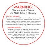 Work of fiction warning stickers