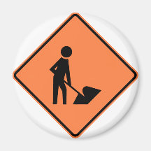 Work Zone Highway Construction Sign Fridge Magnet
