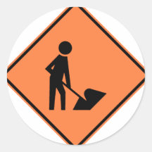Work Zone Highway Construction Sign Round Sticker