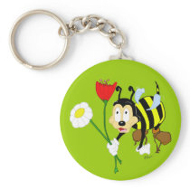 Worker Bee and Flower Keychain