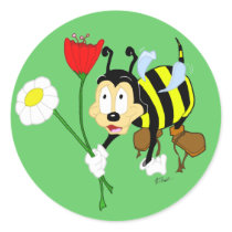 Worker Bee and Flower Sticker