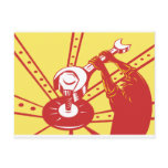 worker with spanner turning screw postcards