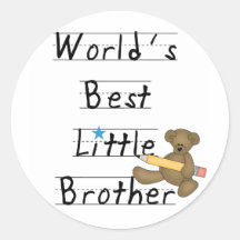 World Best Little Brother Tshirts and Gifts Round Stickers