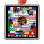 World Cup Soccer 2010 Flags Ornament Square