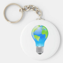 World globe light bulb concept key chains