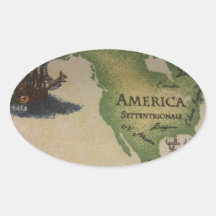 World Map - America Oval Sticker