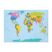 World Map Bright Gallery Wrap Canvas