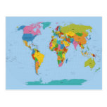 World Map Bright Postcards