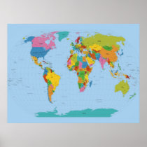 World Map Bright Print