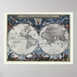 World Map by Joan Blaeu - 1664 Poster