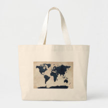 World Map Distressed Navy Bags