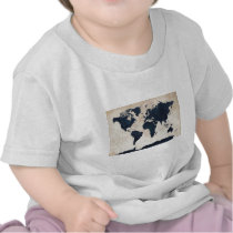 World Map Distressed Navy T Shirts