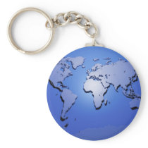 World Map in Blue Key Chain
