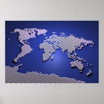 World Map in Blue Poster