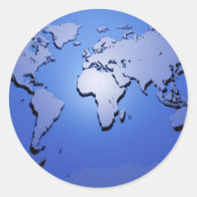 World Map in Blue Stickers