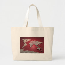 World Map in Red Canvas Bags