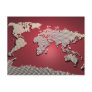 World Map in Red Postcards