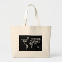 World Map in Words Canvas Bag