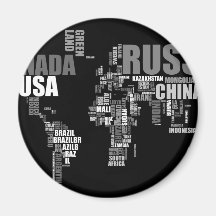 World Map in Words Fridge Magnets