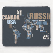 World Map in Words Mousemat