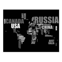 World Map in Words Post Card