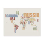 World map in words post cards