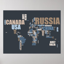 World Map in Words Print