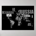 World Map in Words Print