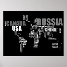 World Map in Words Print