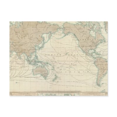 World Map of the Shipping Canals Post Cards