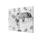 World map tracing Magellan's world voyage Stretched Canvas Print