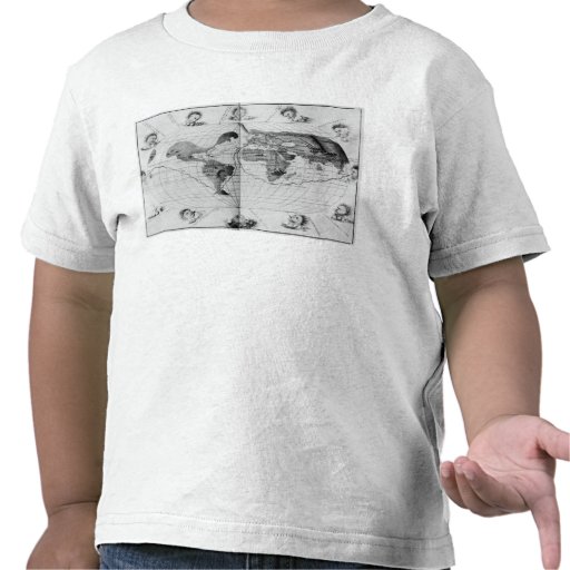 World map tracing Magellan's world voyage Tshirt
