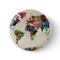 World Map Urban Watercolor Pins