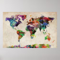 World Map Urban Watercolor posters