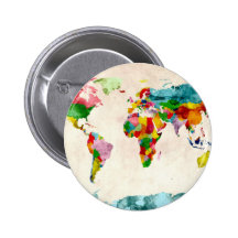 World Map Watercolors Button
