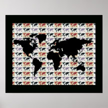 world map with pattern poster