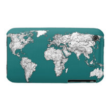World maps in turquoise iPhone 3 Case-Mate cases