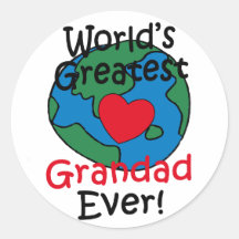World’s Greatest Grandad Heart Round Stickers