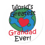 World’s Greatest Grandad Heart Round Stickers