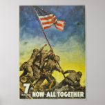 World War II Flag Raising Poster