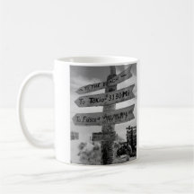 World War II Marine Directional Sign of Humour Coffee Mugs
