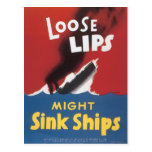 World War Postcards, Loose Lips Sink Ships!