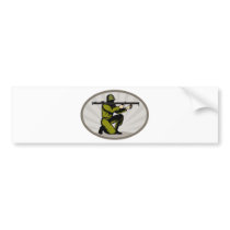 World War two soldier aiming a bazooka Bumper Stickers