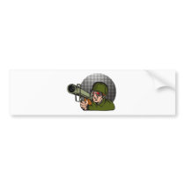 World War two soldier aiming a bazooka Bumper Stickers