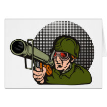 World War two soldier aiming a bazooka Greeting Card