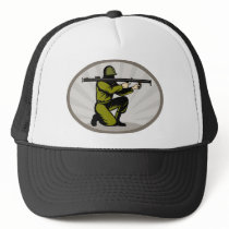 World War two soldier aiming a bazooka Mesh Hats