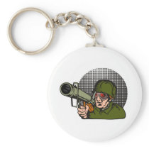 World War two soldier aiming a bazooka Keychains